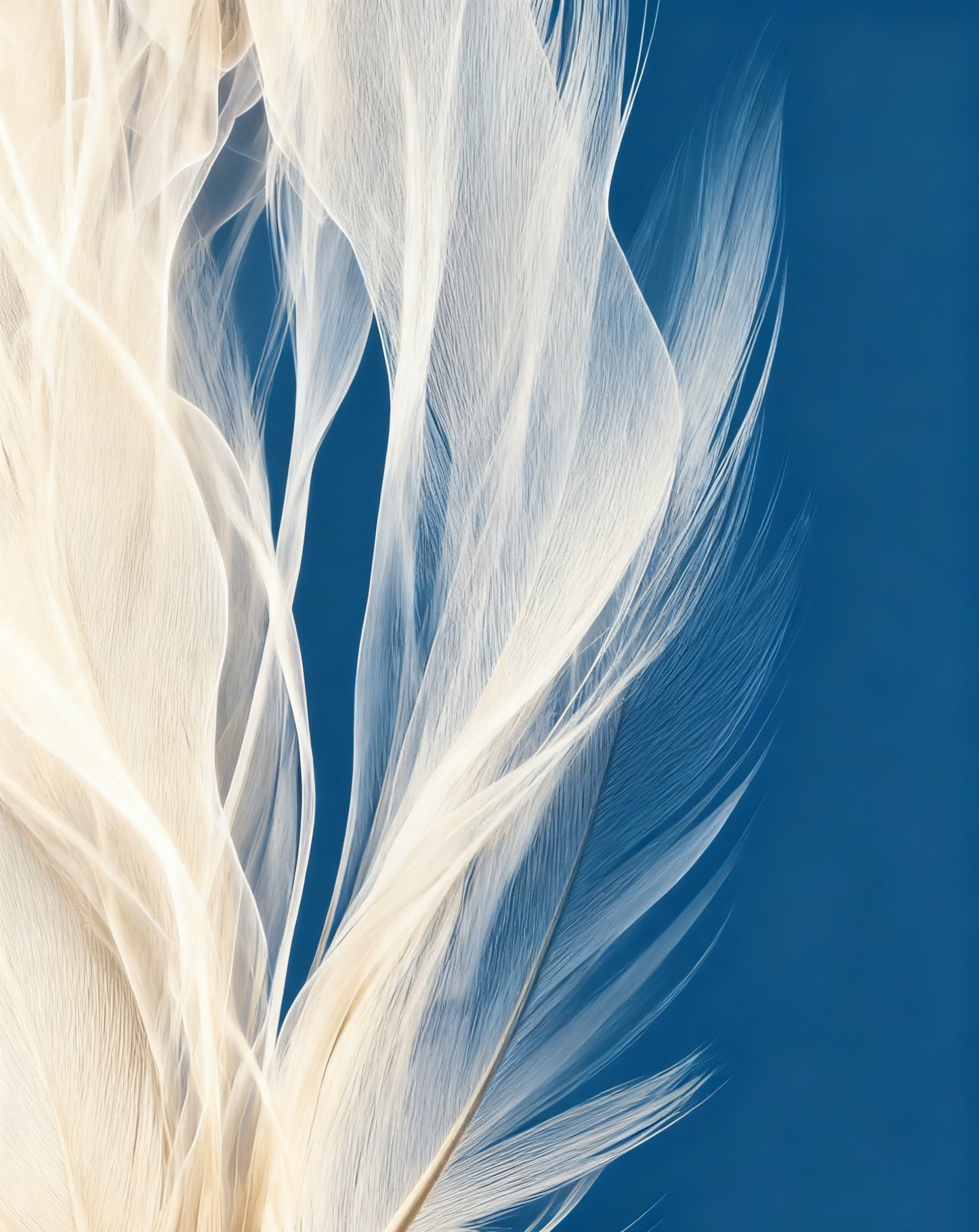 #DA2500653 Ethereal Feathers Against Blue Backdrop