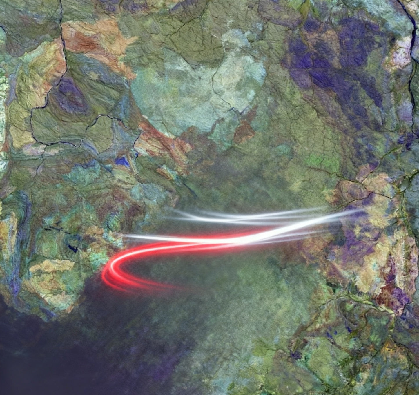 #DA2500675 Luminous Trails on Textured Terrain