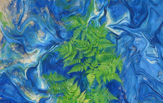 #DA2500541  Fern Amidst Blue Swirls