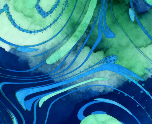 #DA2500639 Fluid Watercolor Swirls in Blue and Green