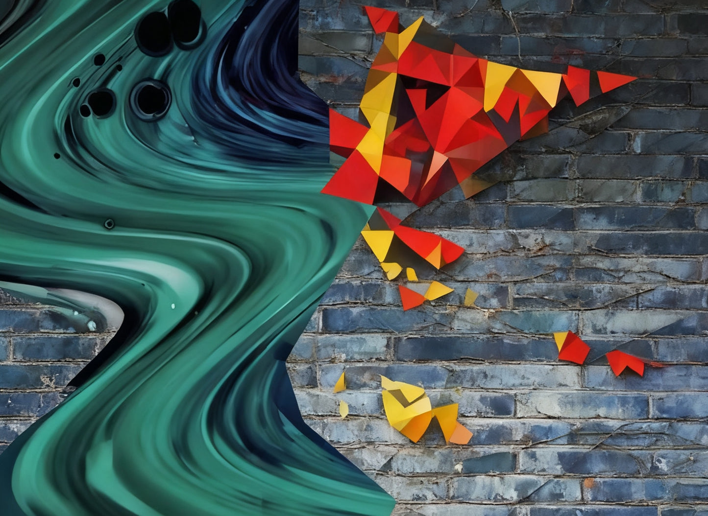 #DA2500552 Abstract Fusion on Brick Wall
