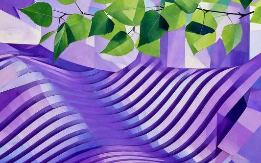 #DA2500554 Green Foliage on Purple Swirls