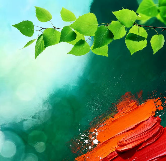 #DA2500558 Green Foliage and Vibrant Paint