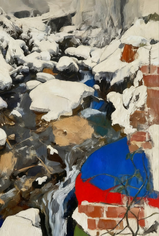 #DA2500560 Snowy Stream and Colorful Structures