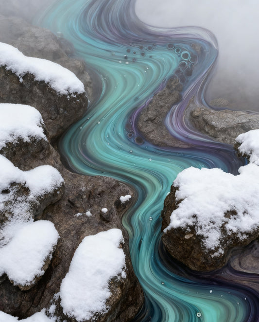 #DA2500561 Snowy Rocks and Colorful Stream