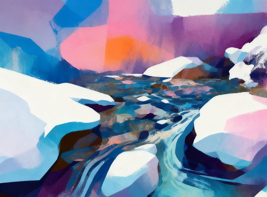 #DA2500562 Snowy Stream in Vibrant Hues