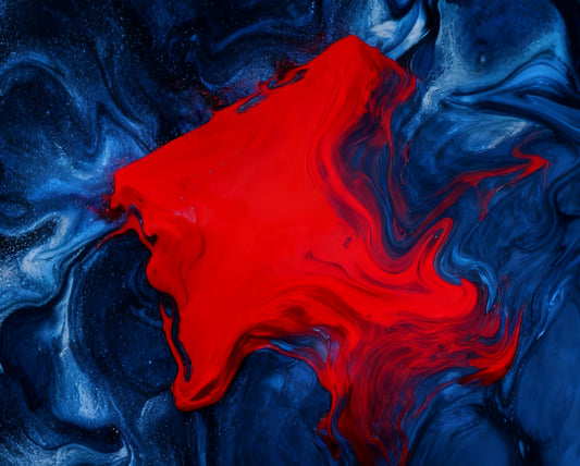 #DA2500523 Scarlet Surge Amidst Blue Depths