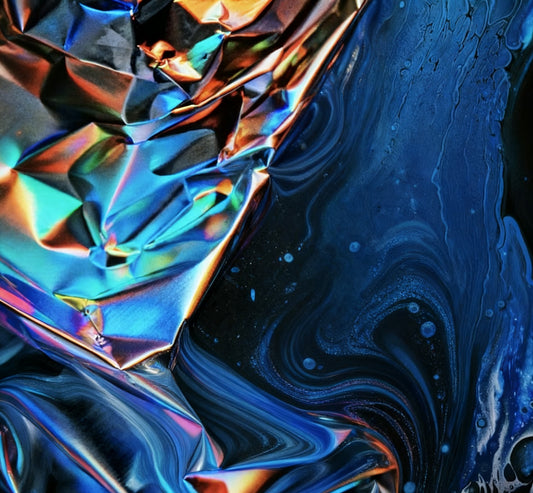 #DA2500629 Holographic Foil and Fluid Blue Swirls