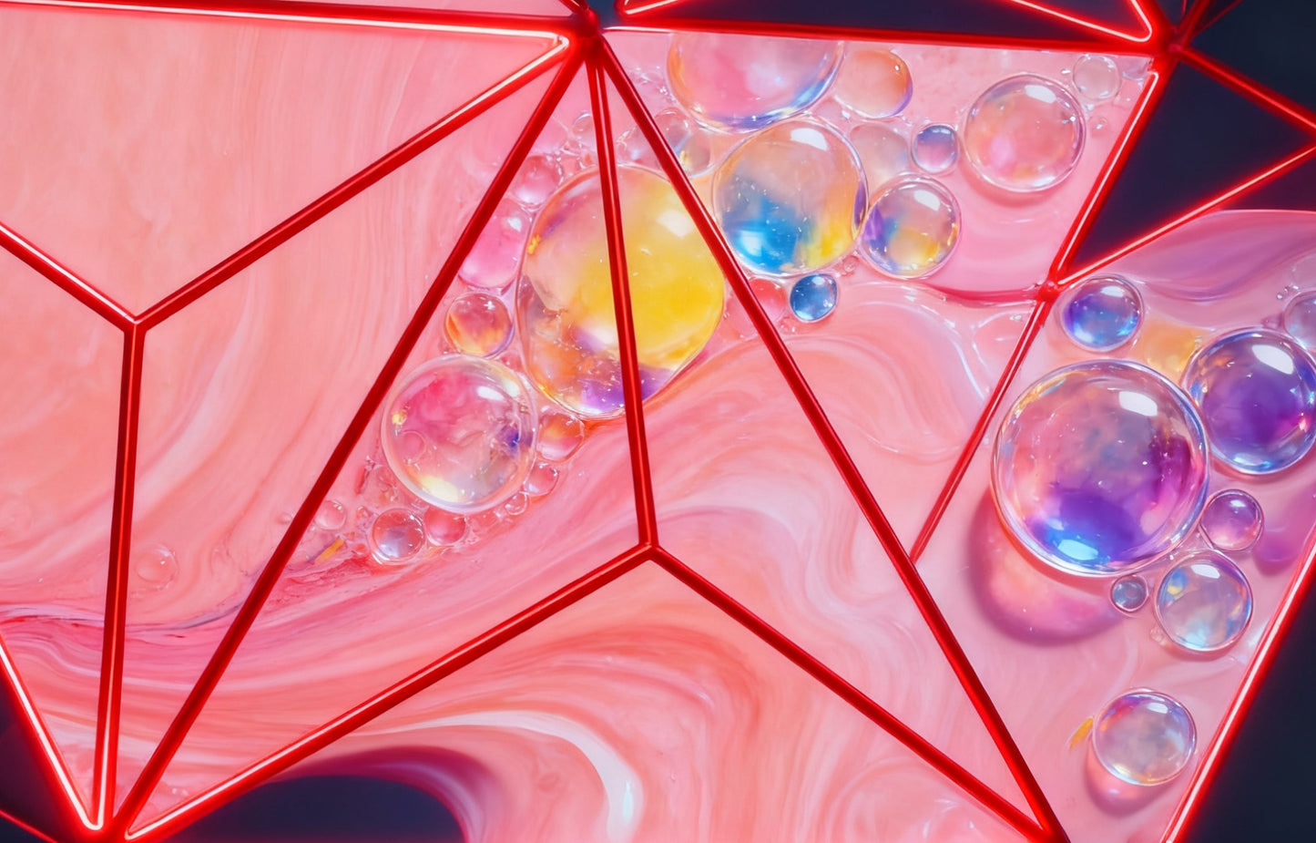 #DA2500527 Bubbles in a Pink Geometric Realm