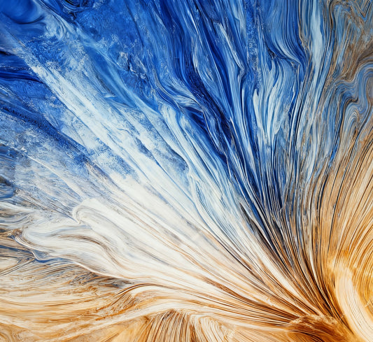 #DA2500649 Abstract Flow of Blue and Golden Hues
